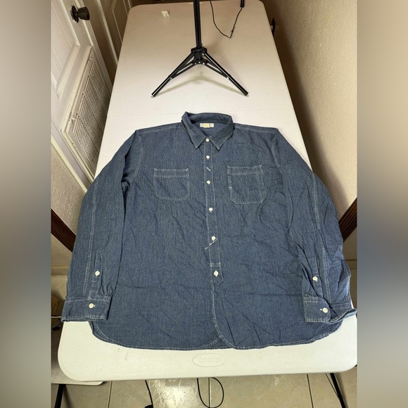 New Double rl RRL Ralph Lauren RRL vintage chambray shirt men’s Sz XXL - Picture 1 of 9